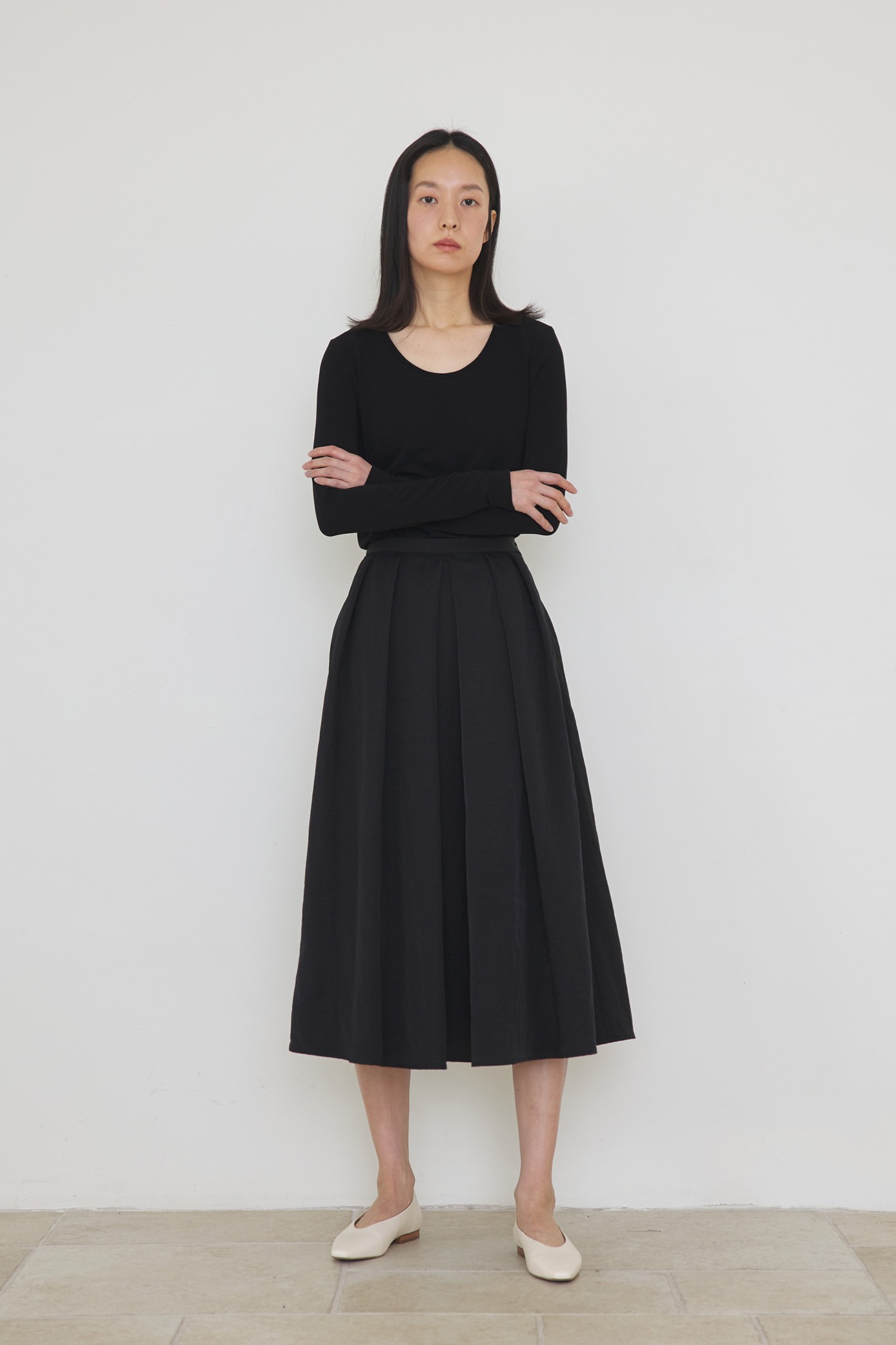 [4차 리오더] Moist black full skirt