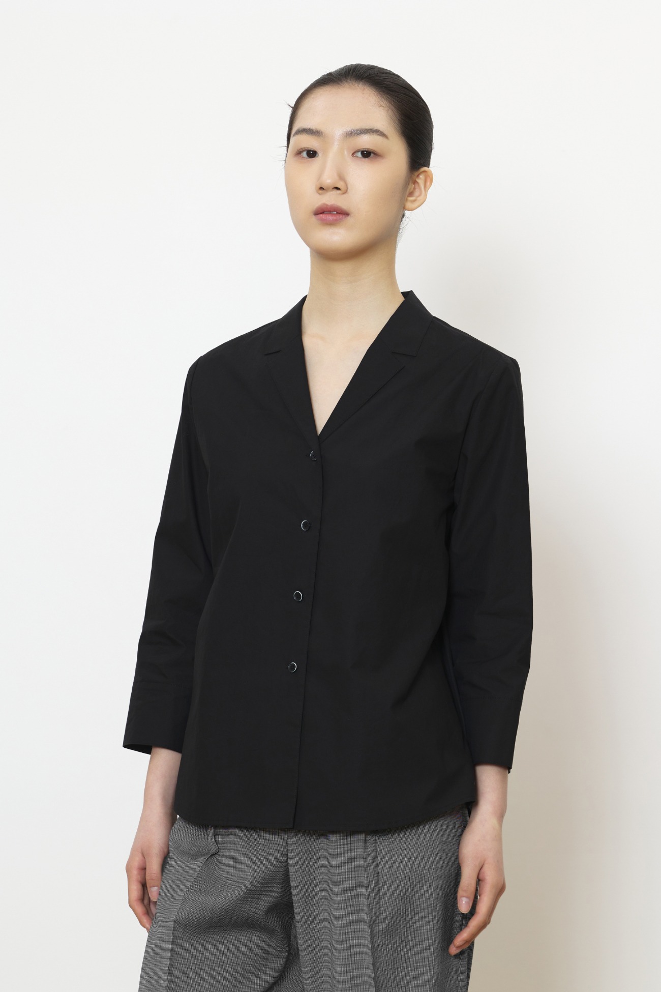 [ver.2023 Spring New] New soft tailored shirt real black