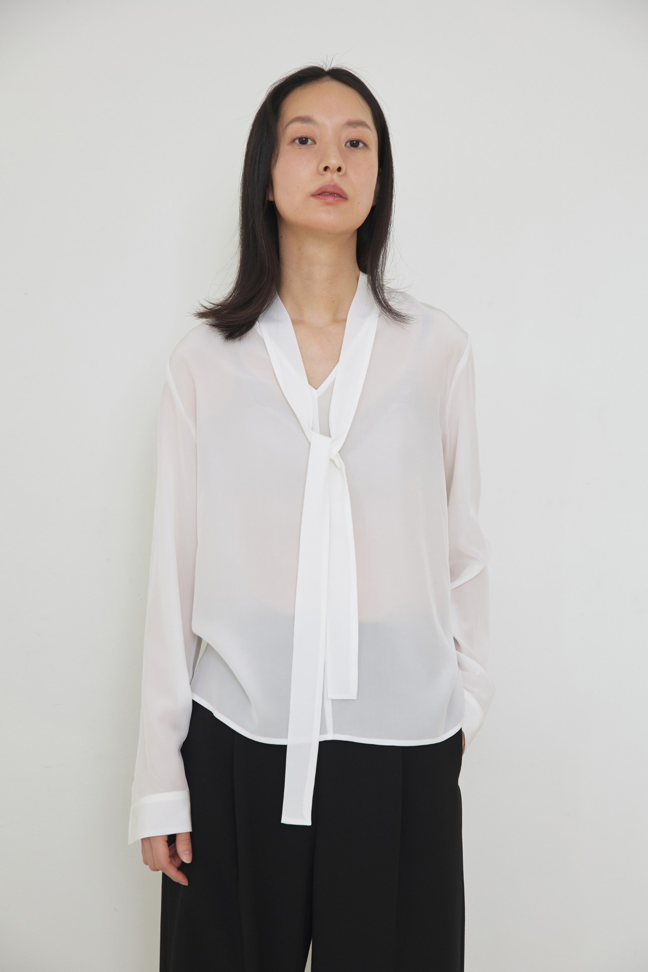Tie silk blouse white