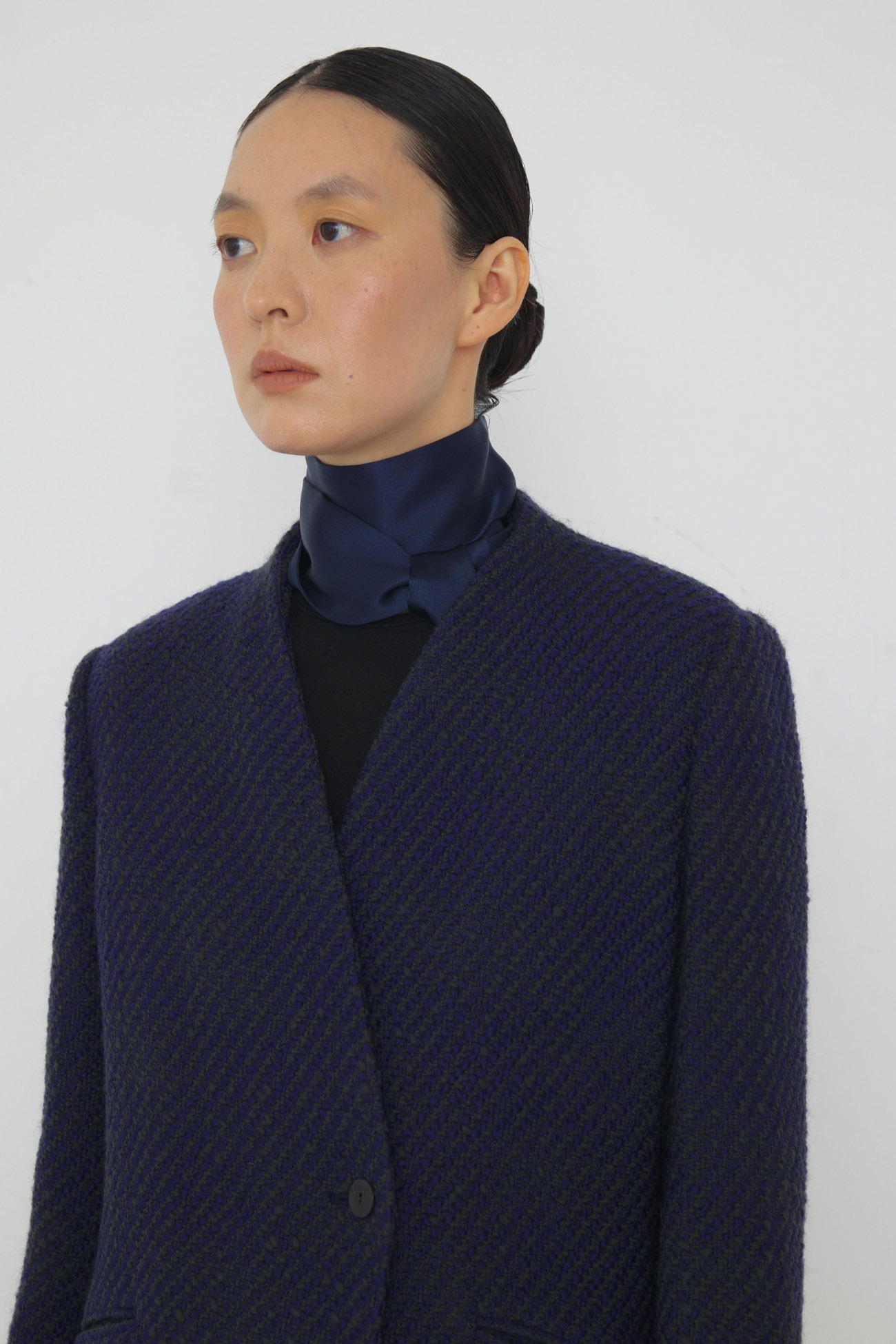 Blue-jazzy tweed wool jacket