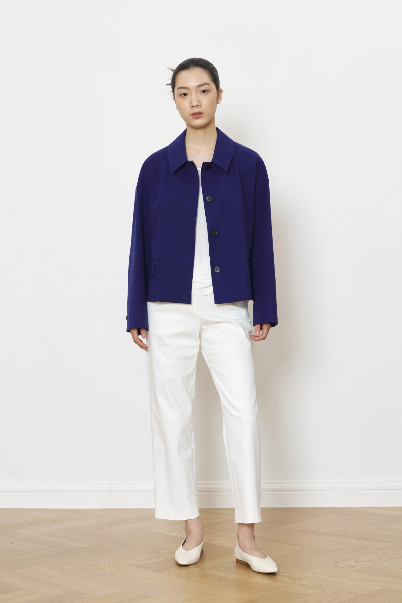 Royal blue cotton crop jacket